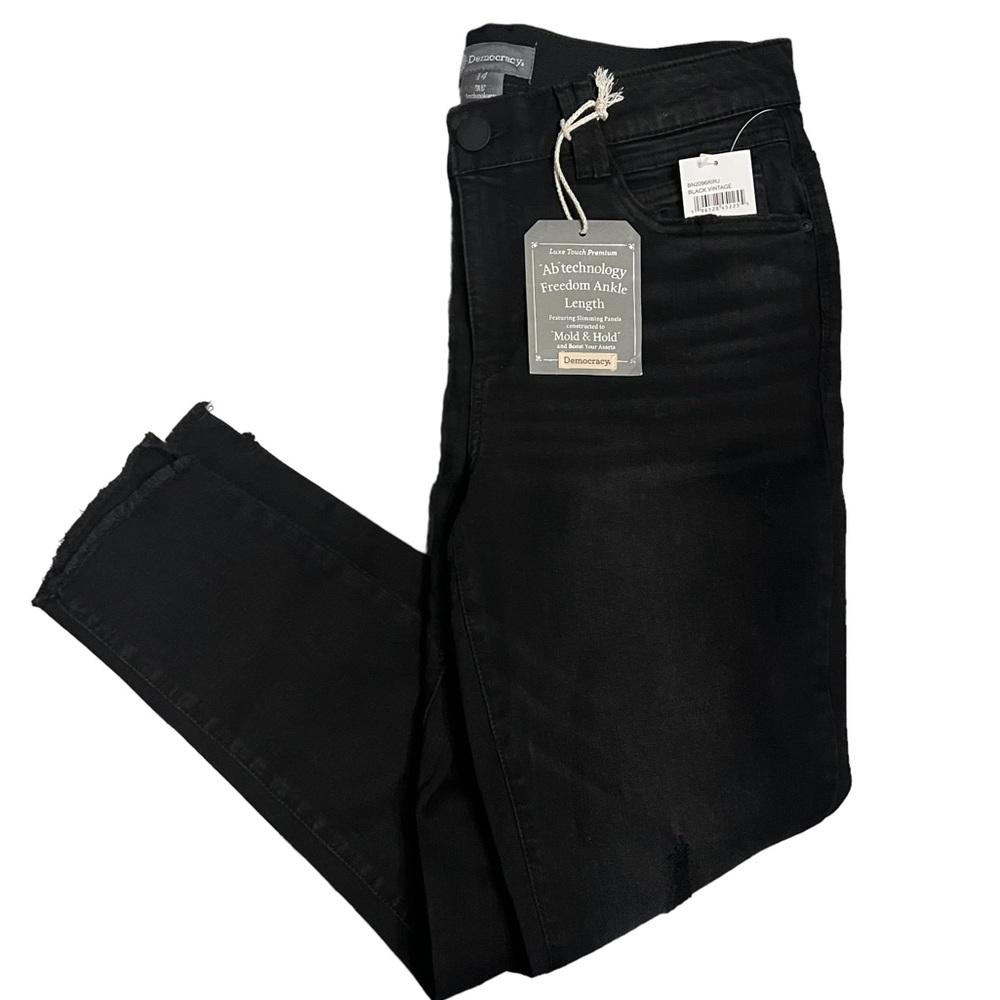 Democracy Black Wash Distressed Luxe Touch Premium Freedom Ankle Length Jean